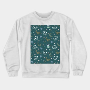 Pattern with cats, falling leaves and handwritten lettering Crewneck Sweatshirt